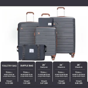 5 Piece Suit Cases with TSA Lock